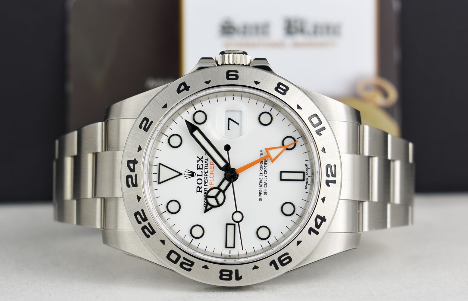 ROLEX 42mm Stainless Steel Explorer II POLAR White w/ CARD 216570 SANT BLANC
