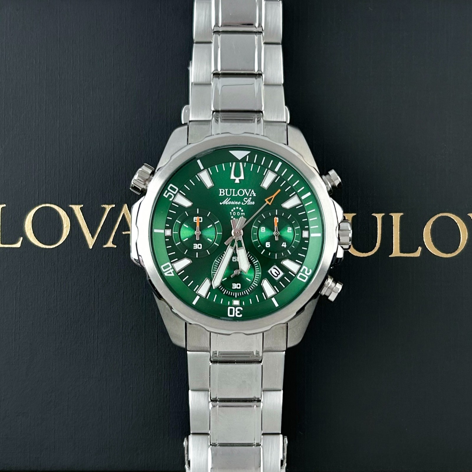 Bulova Classic Marine Star Green Dial Chronograph Men’s Quartz Watch 96B396
