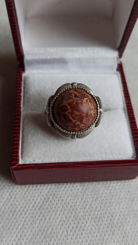 Vintage 925 Sterling Silver Ring | Jasper Gemstone | 7.83g Elegant Design