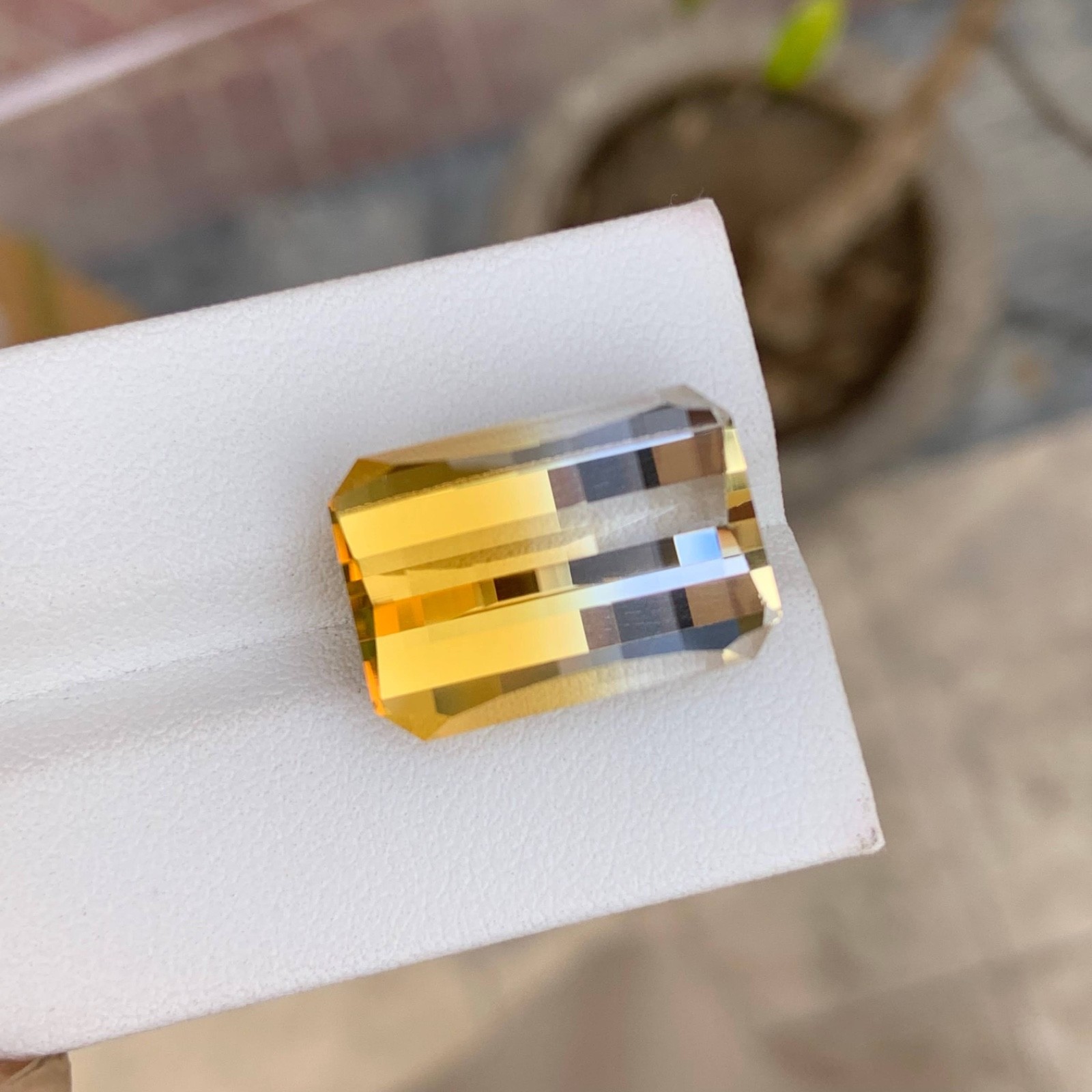 18.60 Carats Natural Bicolor Citrine Stone Pixel Bar Cut Brazilian Gemstone