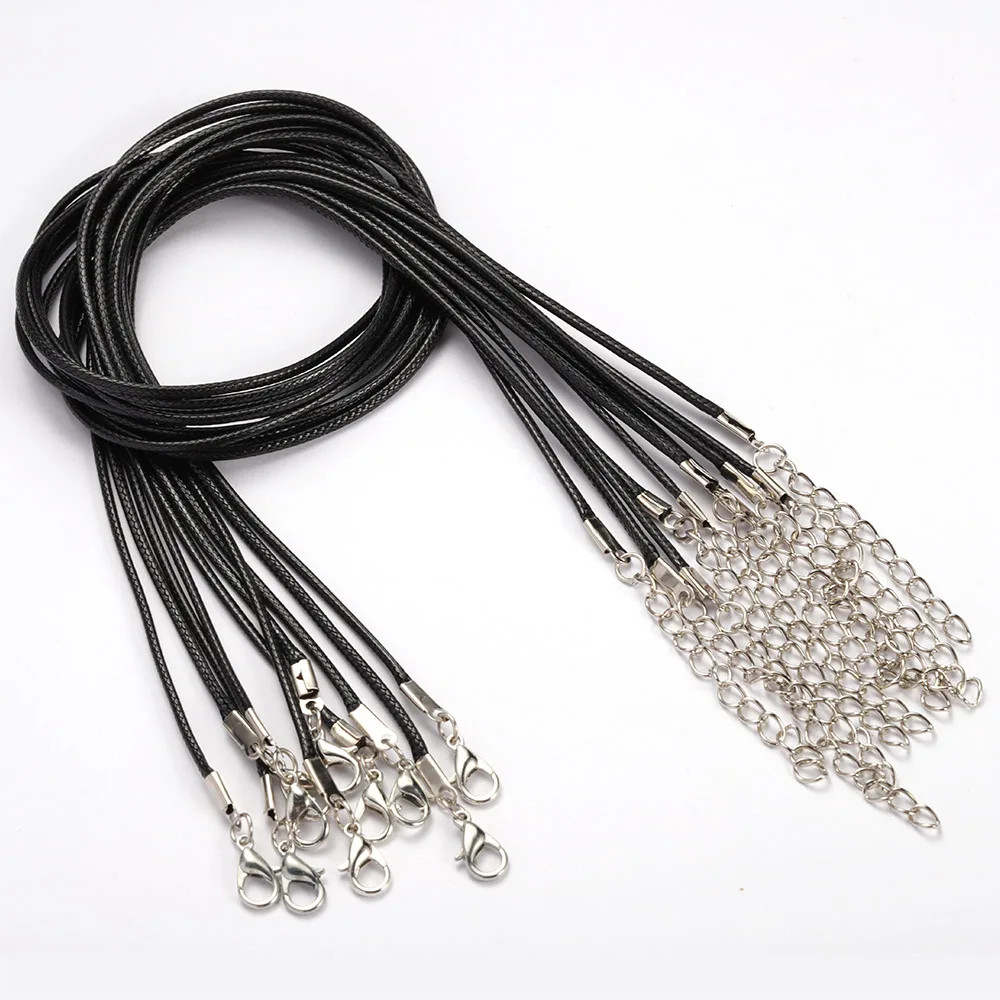 10Pcs 45Cm+5Cm Lobster Clasp Leather String Cord Adjustable Braided Rope for Nec