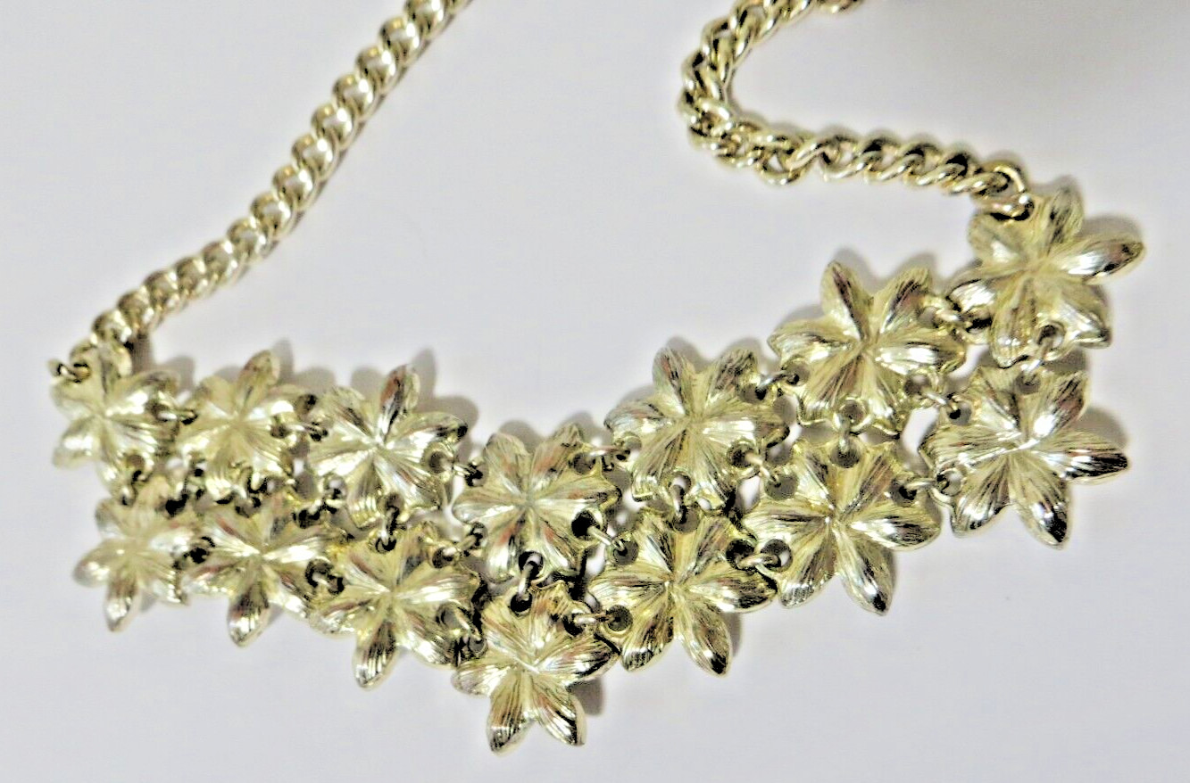 VINTAGE NECKLACE SHELL PINK JONQUIL YELLOW FACETED CRYSTALS FLOWERS SUMMER CHIC