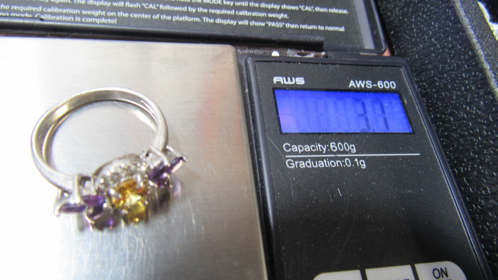 Gorgeous Bangkok Ratnaraj Sterling Silver Citrine Amethyst CZ Sz 8.75 Ring BBJ