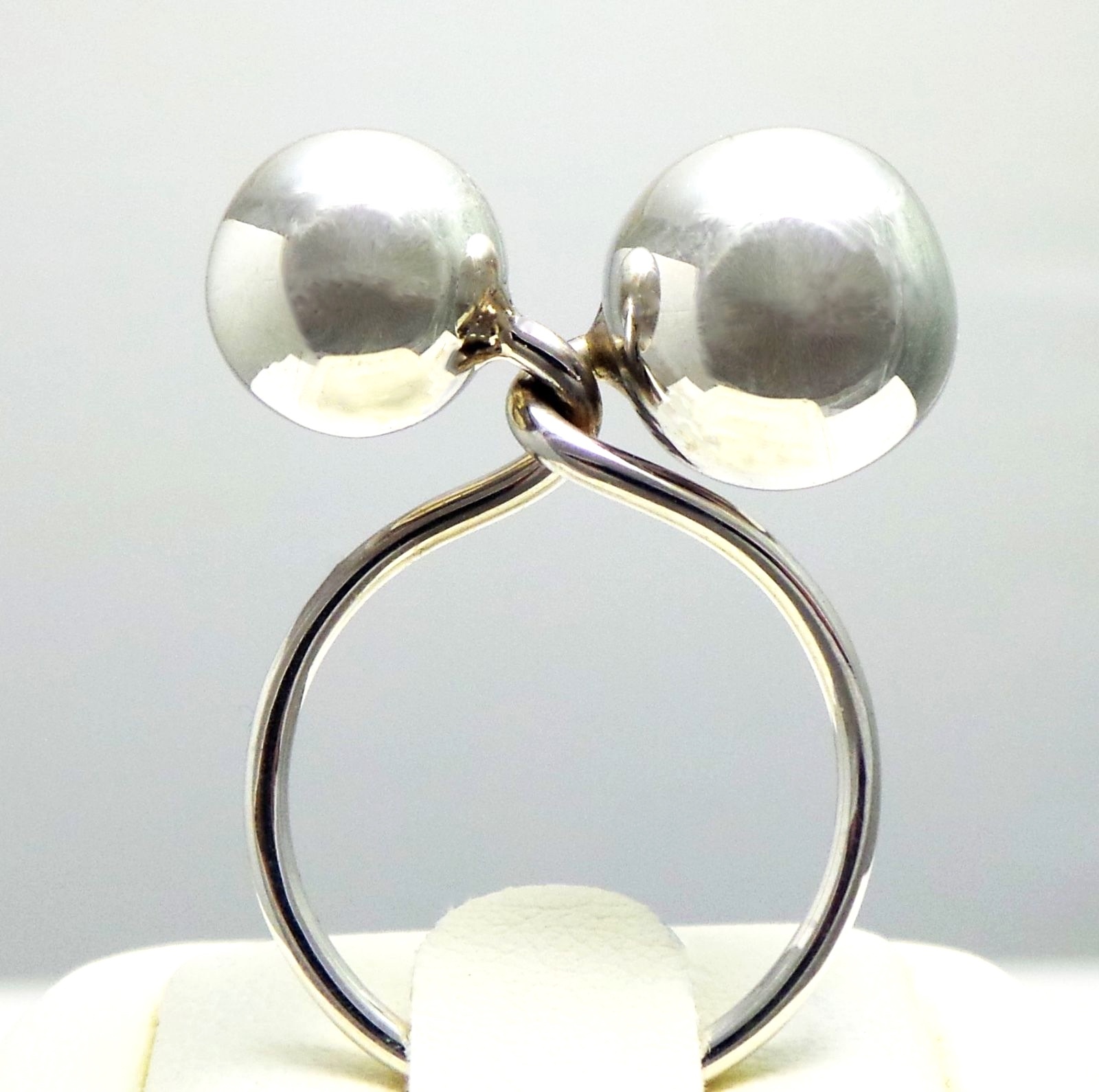 NEW 12mm/8mm SOLID 925 Sterling Silver Duo Twist Sphere BALLS ring 5.36g Size 8