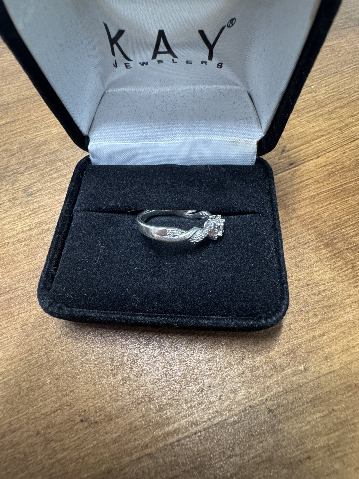 Kay Jewelers 1/6 ct tw Diamond Cushion Twist Promise Ring in Sterling Silver