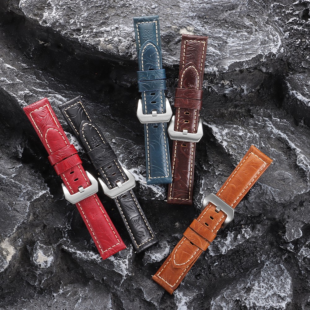 Quick Release Genuine Leather Watch Band 20/22/24/26mm Universal Carved strap