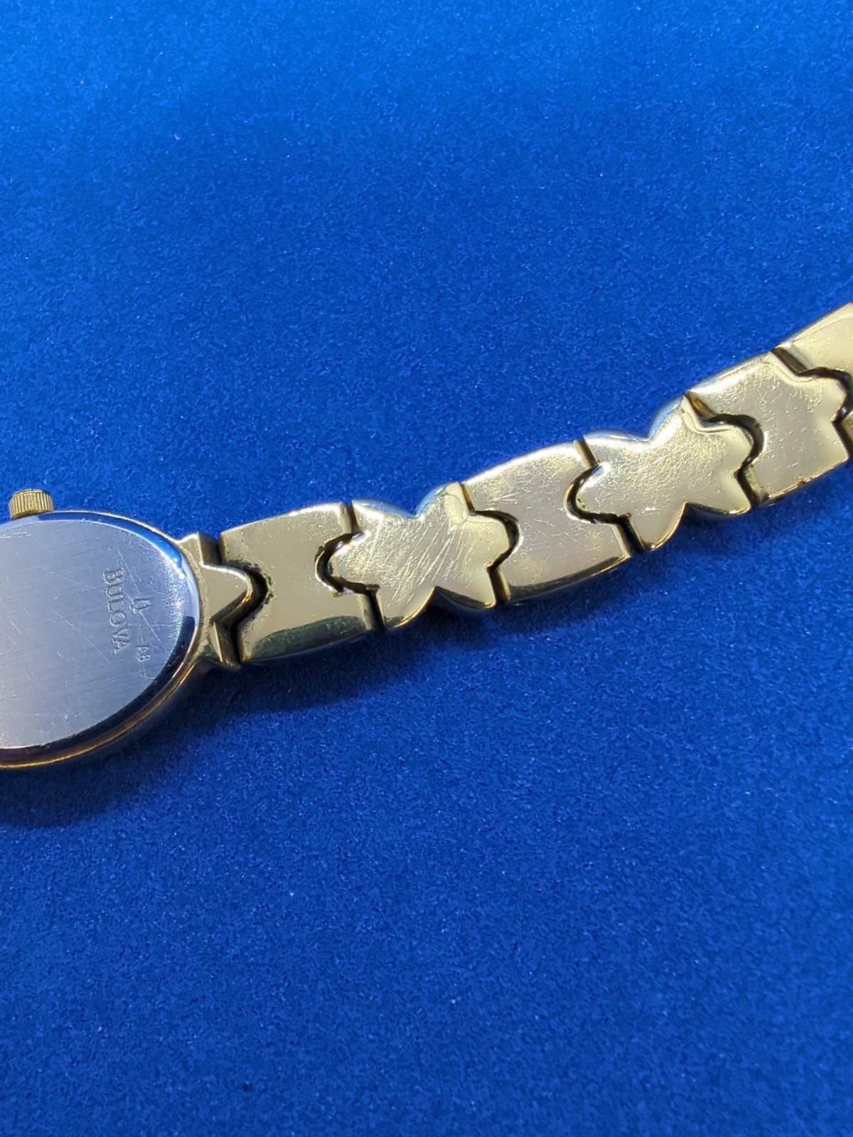 Bulova Gold Plated Watch, 12 Diamonds Oval Face, Petite vintage 98R34