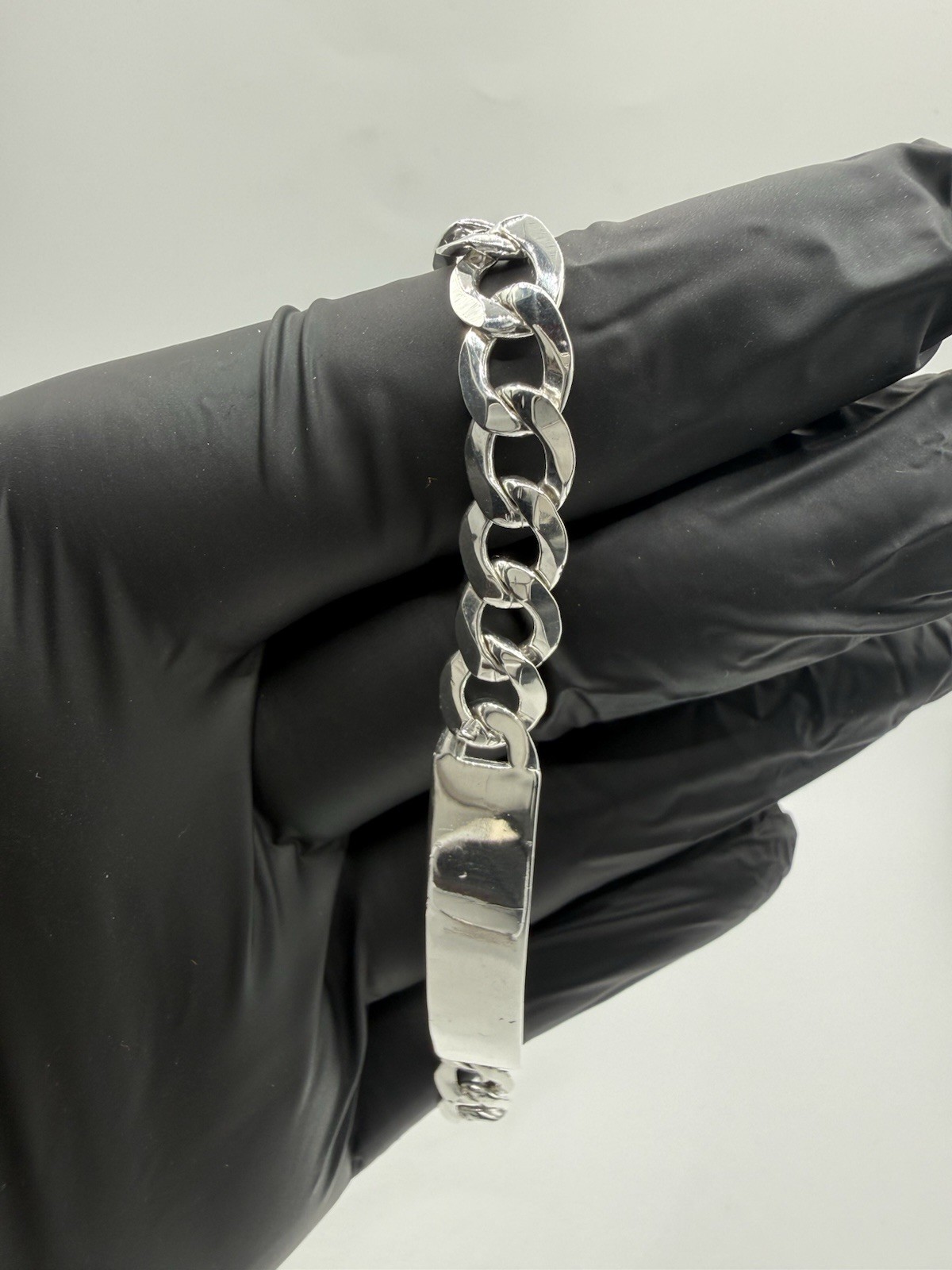8” 8mm Flat Curb Cuban Bracelet Engravable ID Solid Sterling Silver 925
