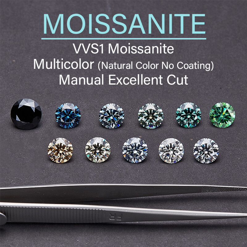 Multicolor Round Cut Moissanite Stone VVS1 Loose Diamonds Test Passed Gemstones