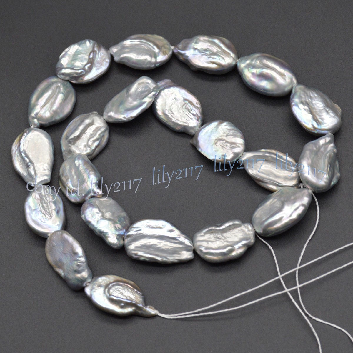 Luster 15-20mm Natural South Sea Gray Baroque Keshi Pearl Loose Beads 15″ Strand