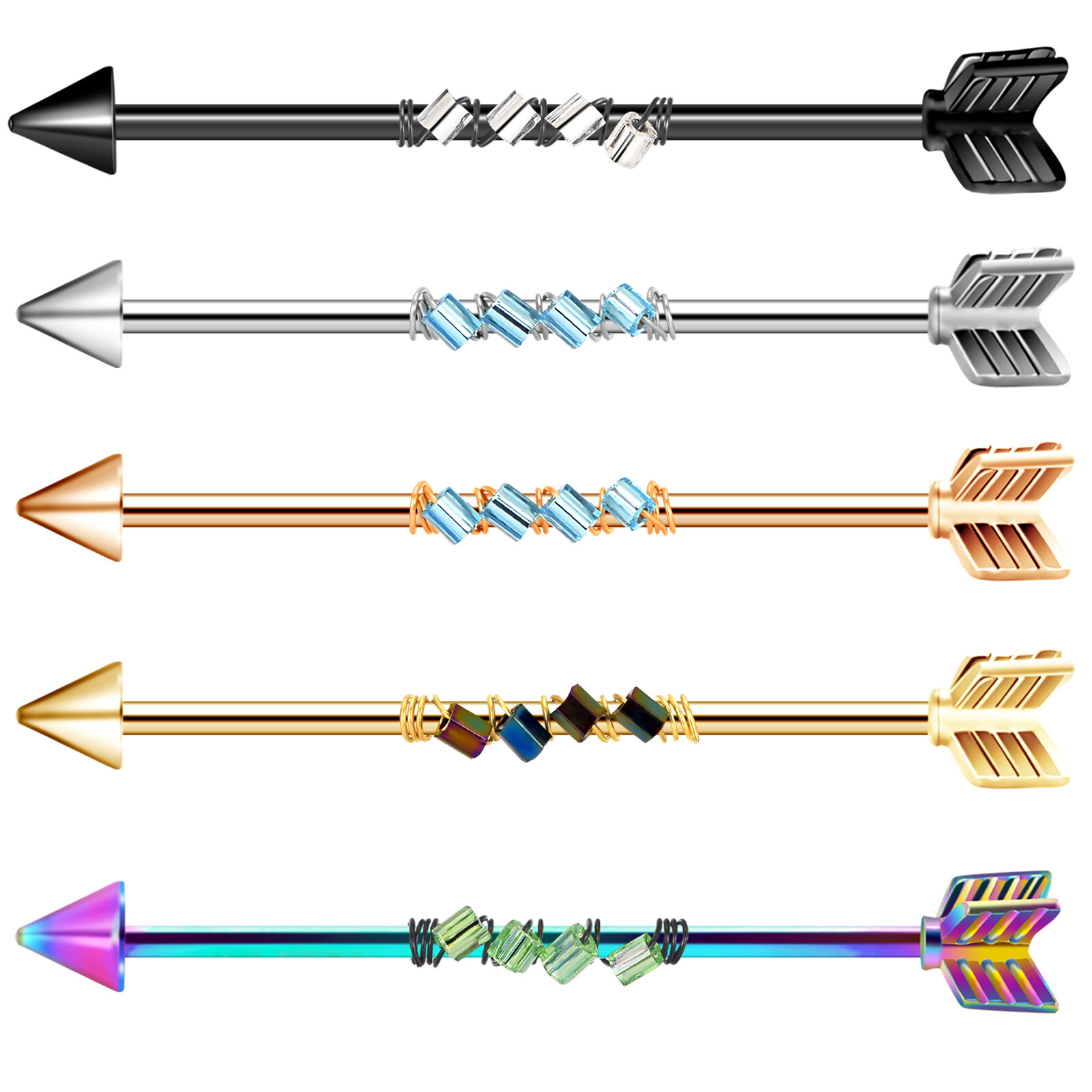 14G Stainless Steel Industrial Barbell Earring Cartilage Piercing Jewelry – ONE