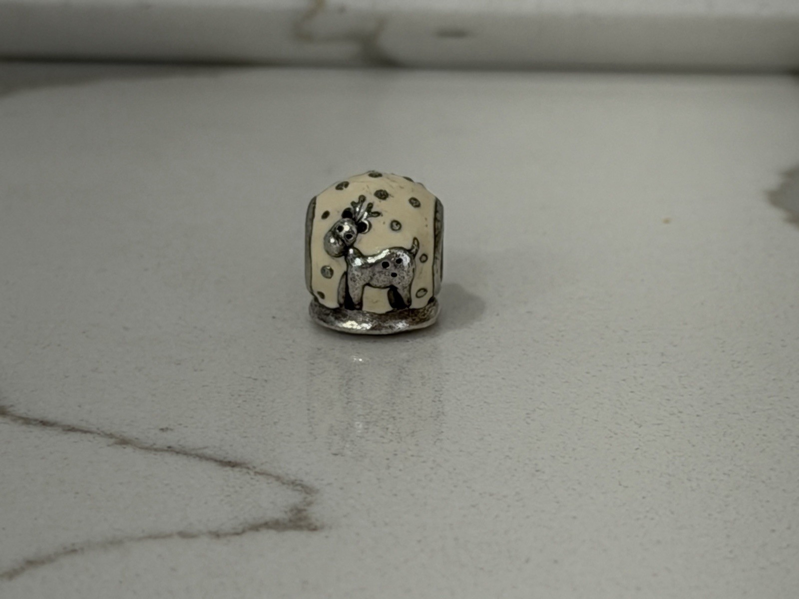 Pandora Sterling Silver Reindeer Snow Globe Enamel Charm Bead 791228EN12