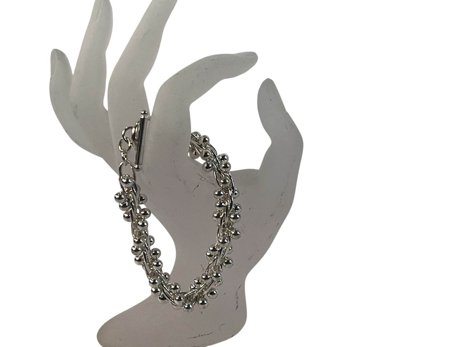 white copper silver tone DNA bracelet wears like sterling sz 7/8