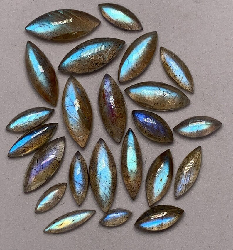 AAAAA Excellent Labradorite Lot Marquise Shape Cabochon Blue Fire 4×10-8×18 MM