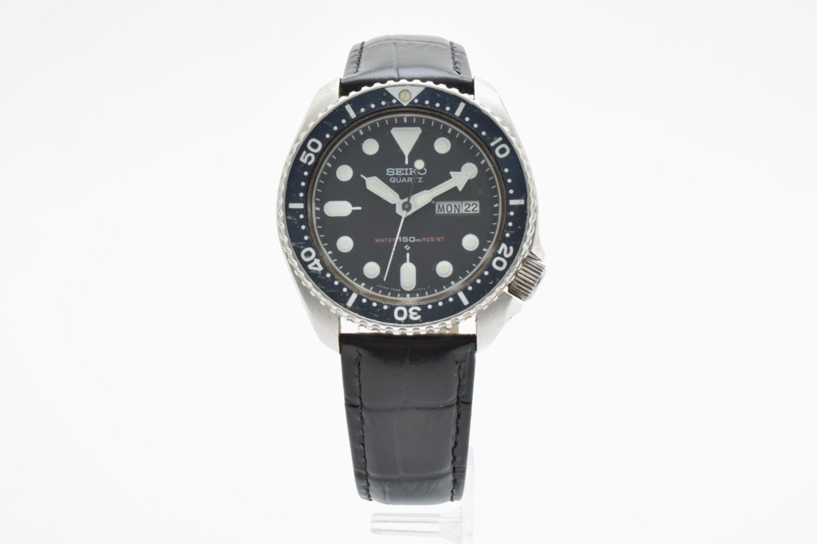 【EXC+5】SEIKO 7548-7000 Diver Black Dial Quartz Men’s Vintage Watch From JAPAN