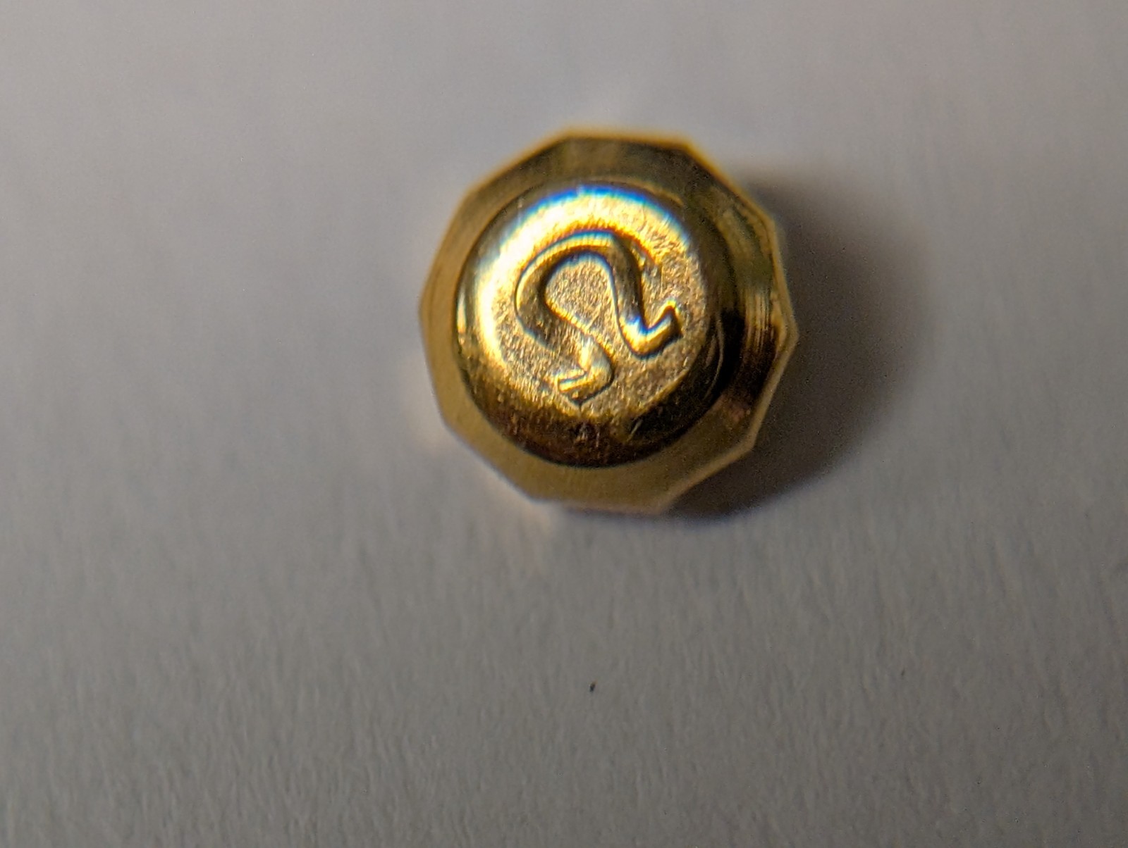 Swiss Made CROWN yellow for Omega 4.5mm x 2.0 Tap 10 NEW, ten sided