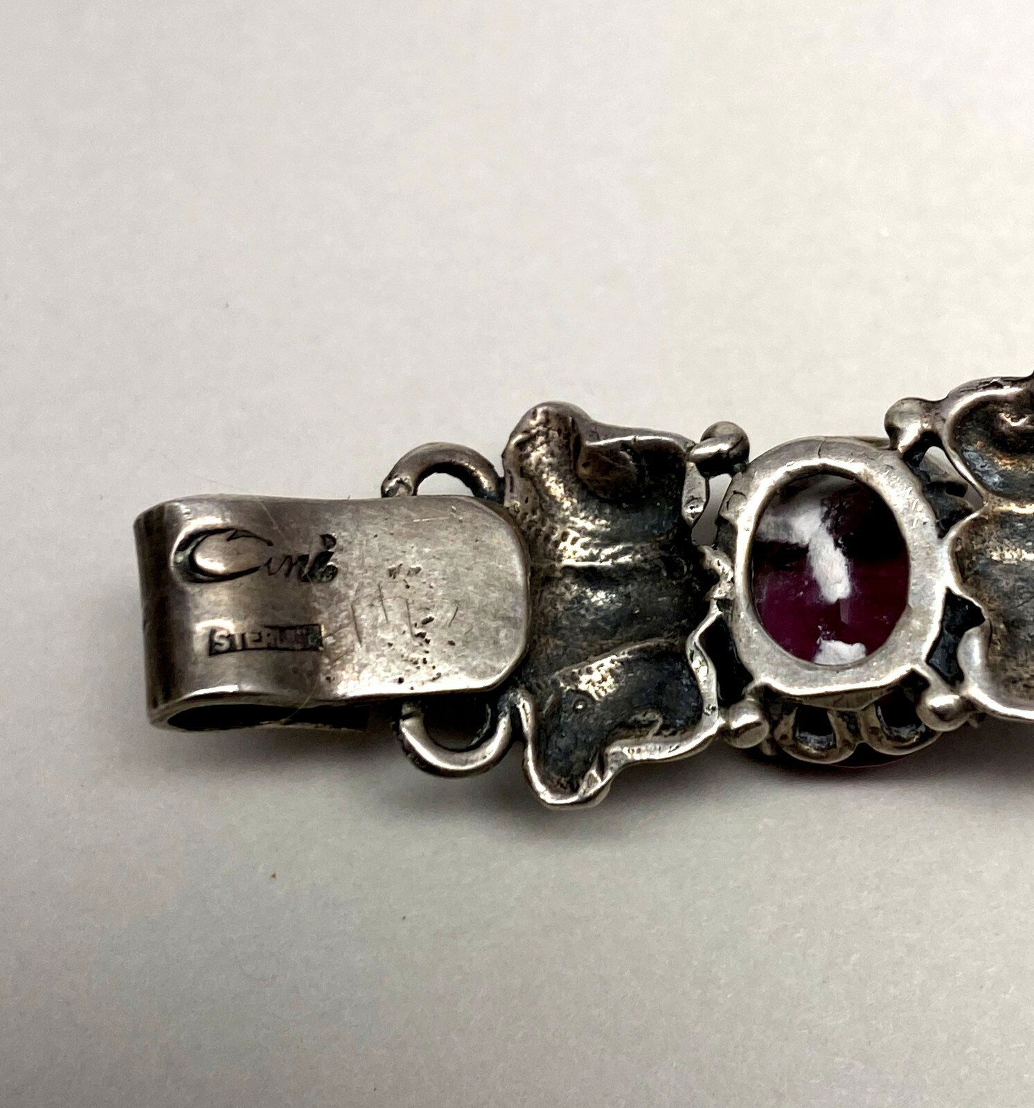 Extravagant Vintage Guglielmo Cini Sterling Silver and Amethyst Bracelet 6 3/4″