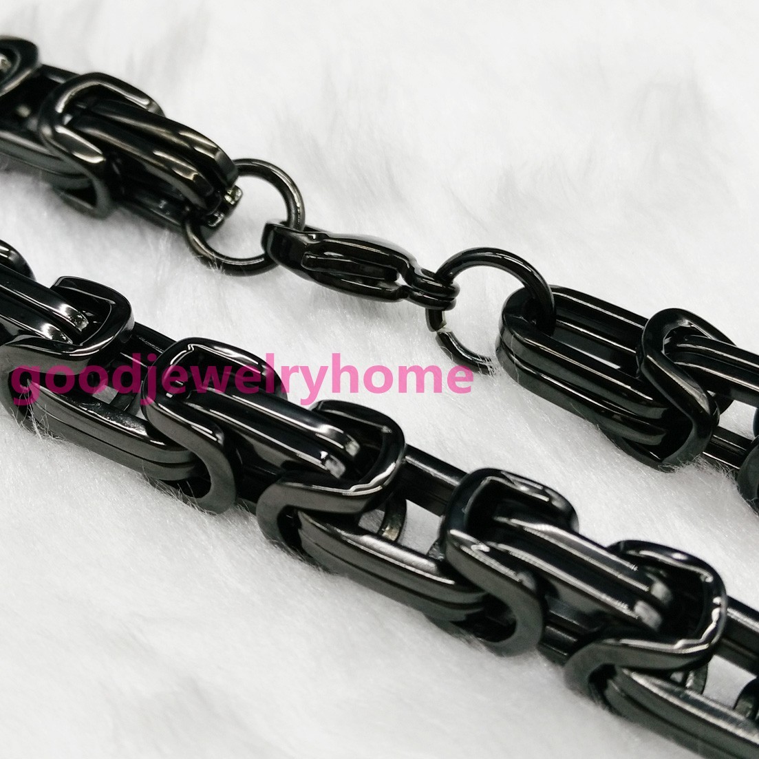 4/5/8mm Heavy Wide Men’s Handmade Black Stainless Steel Byzantine Chain Necklace