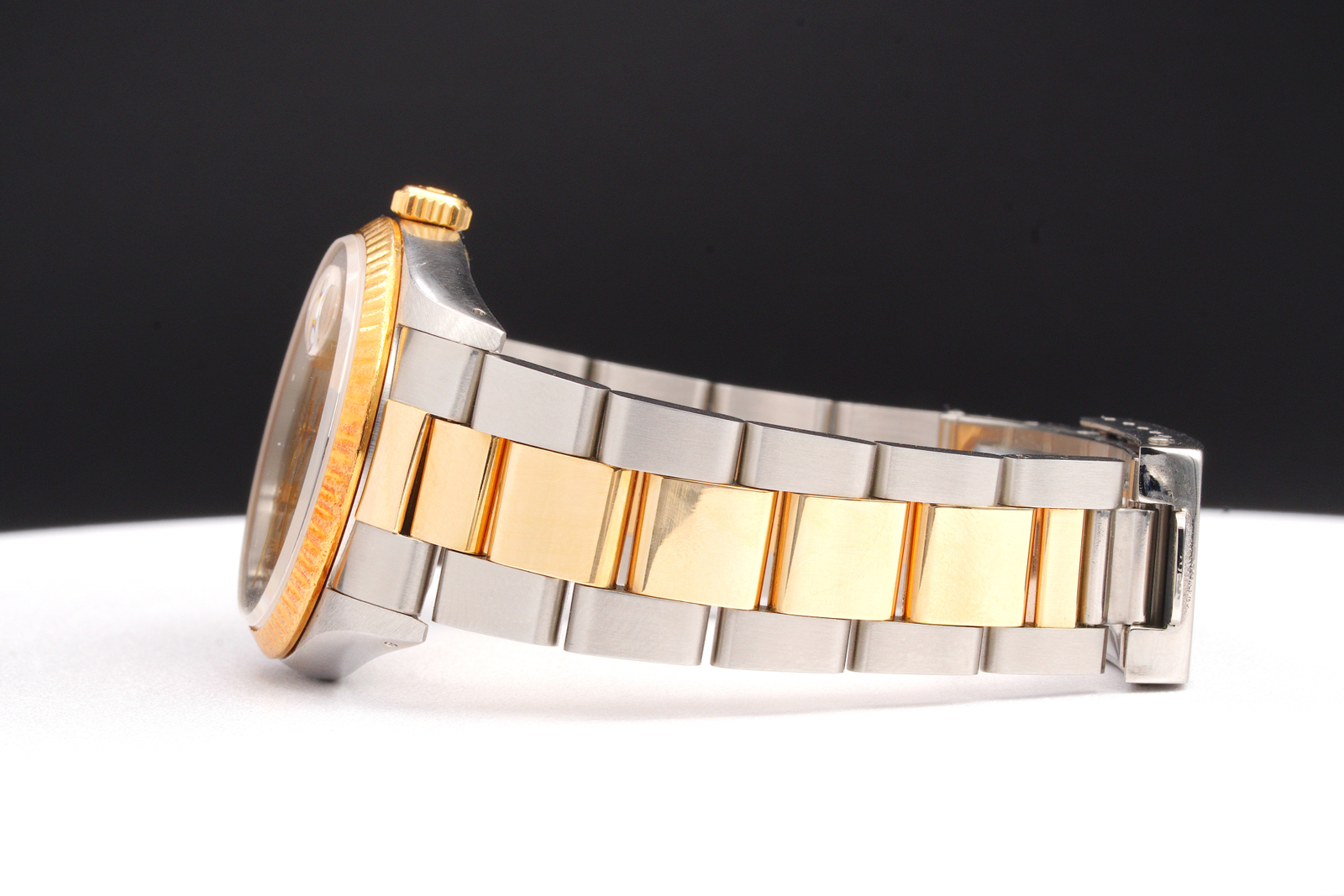 Mens Rolex 2Tone Yellow Gold Stainless Steel Datejust Gold Diamond Dial 16233