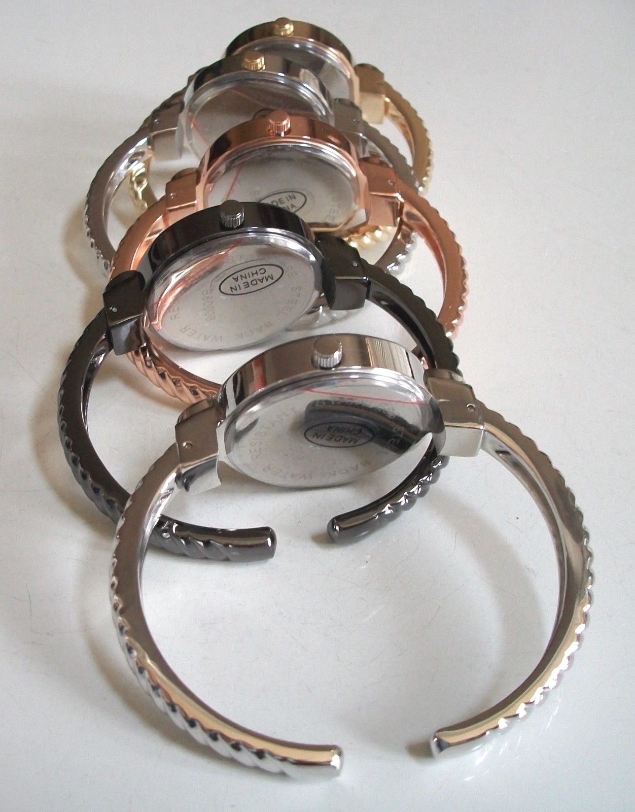Women cable number dial silver, gold rose gold finish cuff fashion casual watch