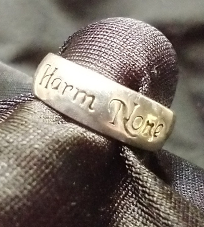 Harm None Amulet Ring Unisex Band .925 Sterling Silver Peter Stone Design