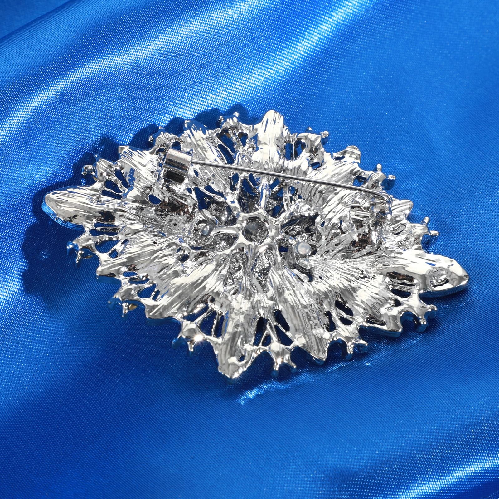 Mabor Vintage Rhinestone Brooch for Women, Silver Alloy Crystal Pin for Weddi…