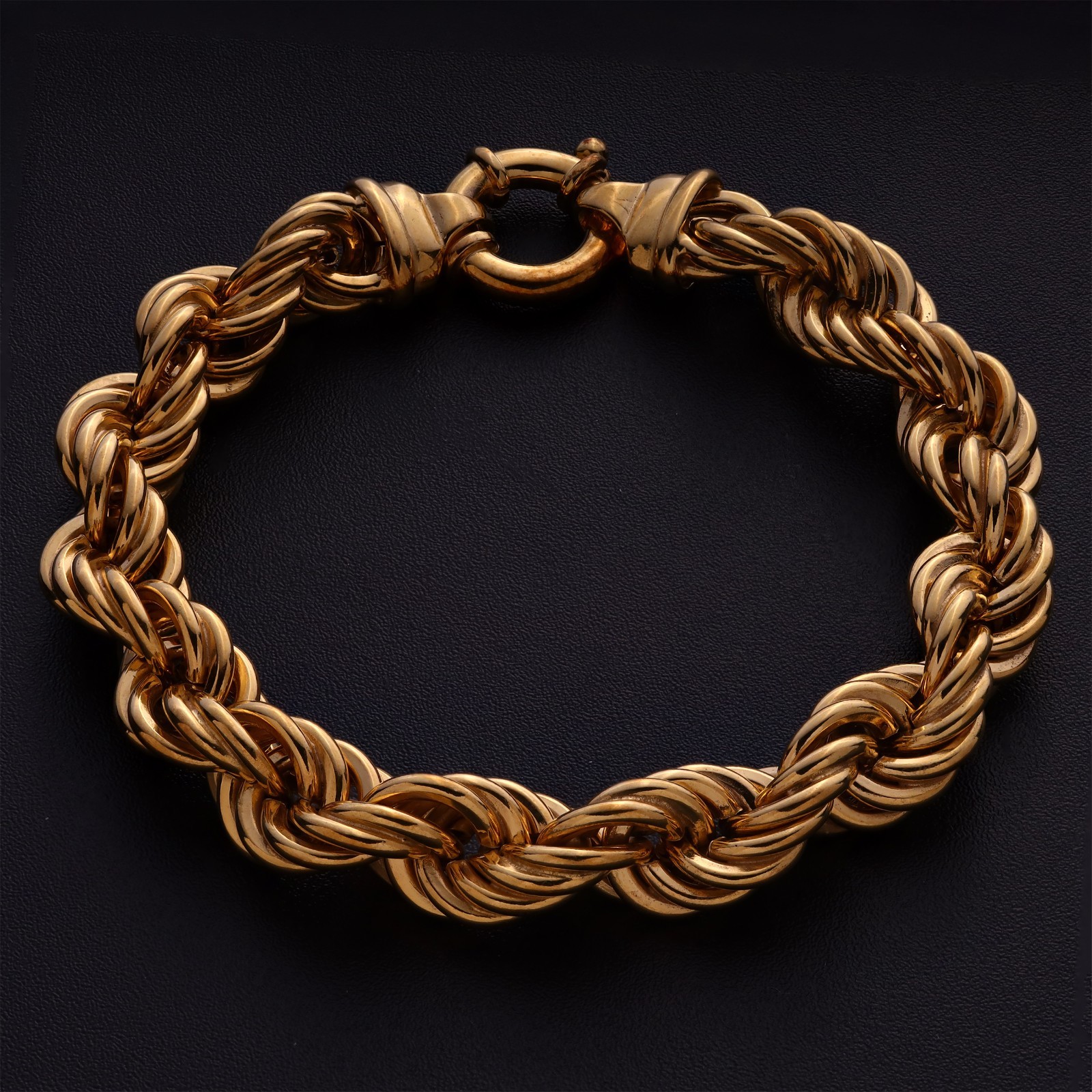 8.5 Inch Men’s Women’s Gold Tone Rope Bracelet Thick Twisted Chain Jewelry