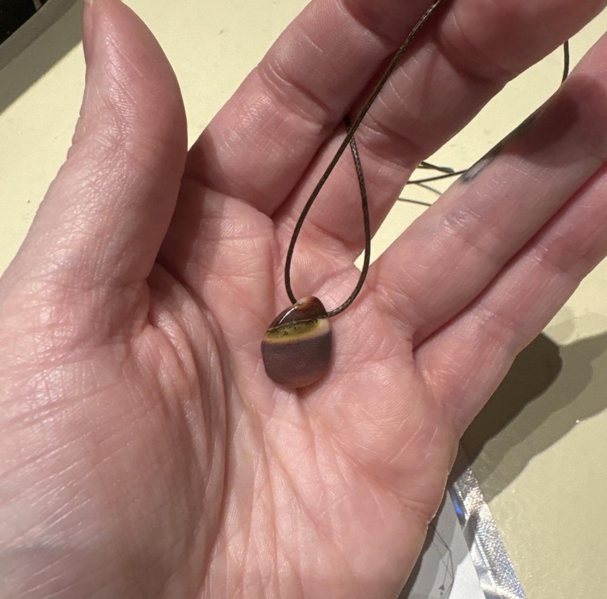 Mookaite Jasper Drop Choker Necklace On Waxed Polyester Cord