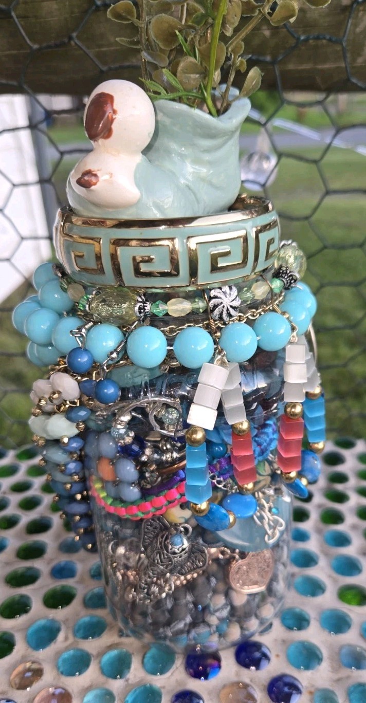 Blue🪩Blast Of Beauty~Mystery Jewelry Jar~Vintage 2 Now~Packed/Wearable Pieces