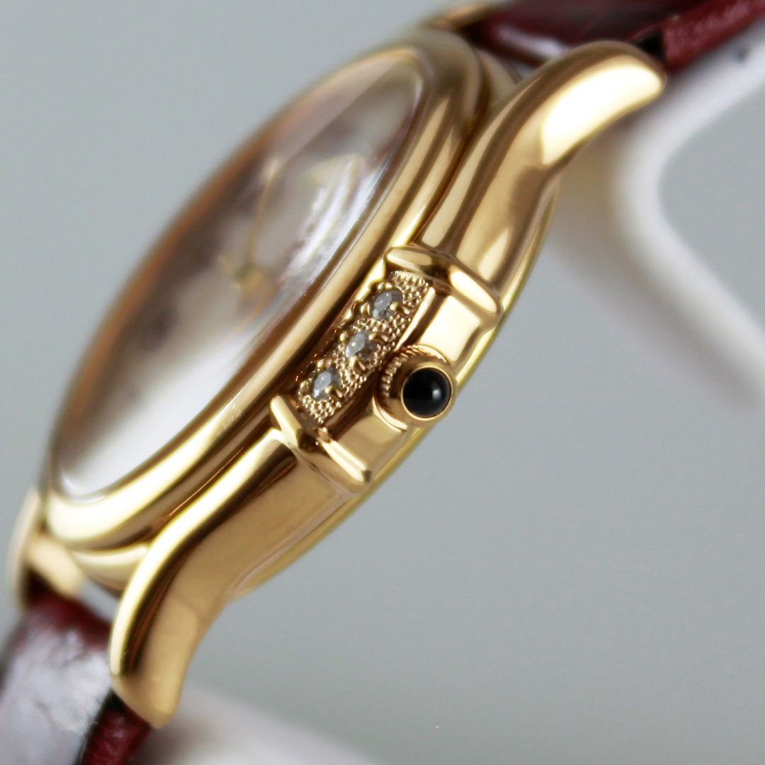 TEC 1 SEIKO EXCELINE 1F21 5F50 Ladies Quartz Shell Dial Diamond Oval Case Arabic