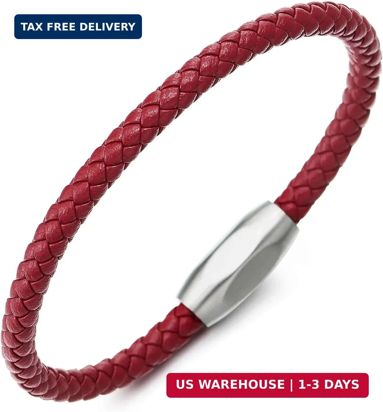COOLSTEELANDBEYOND Minimalist Mens Women Leather Bracelet, Thin Braided Leather
