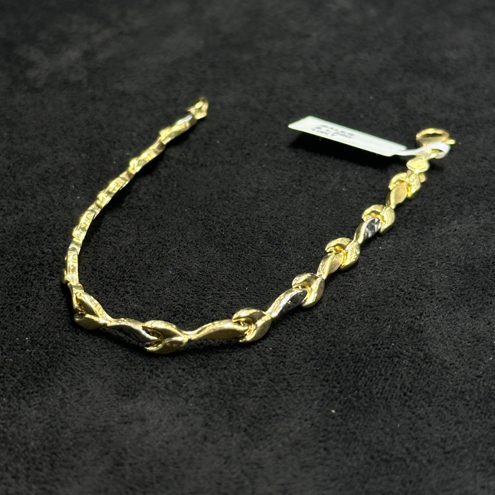 Teardrop Bracelet 10k Yellow Gold Diamond Cut Woman Man Adults