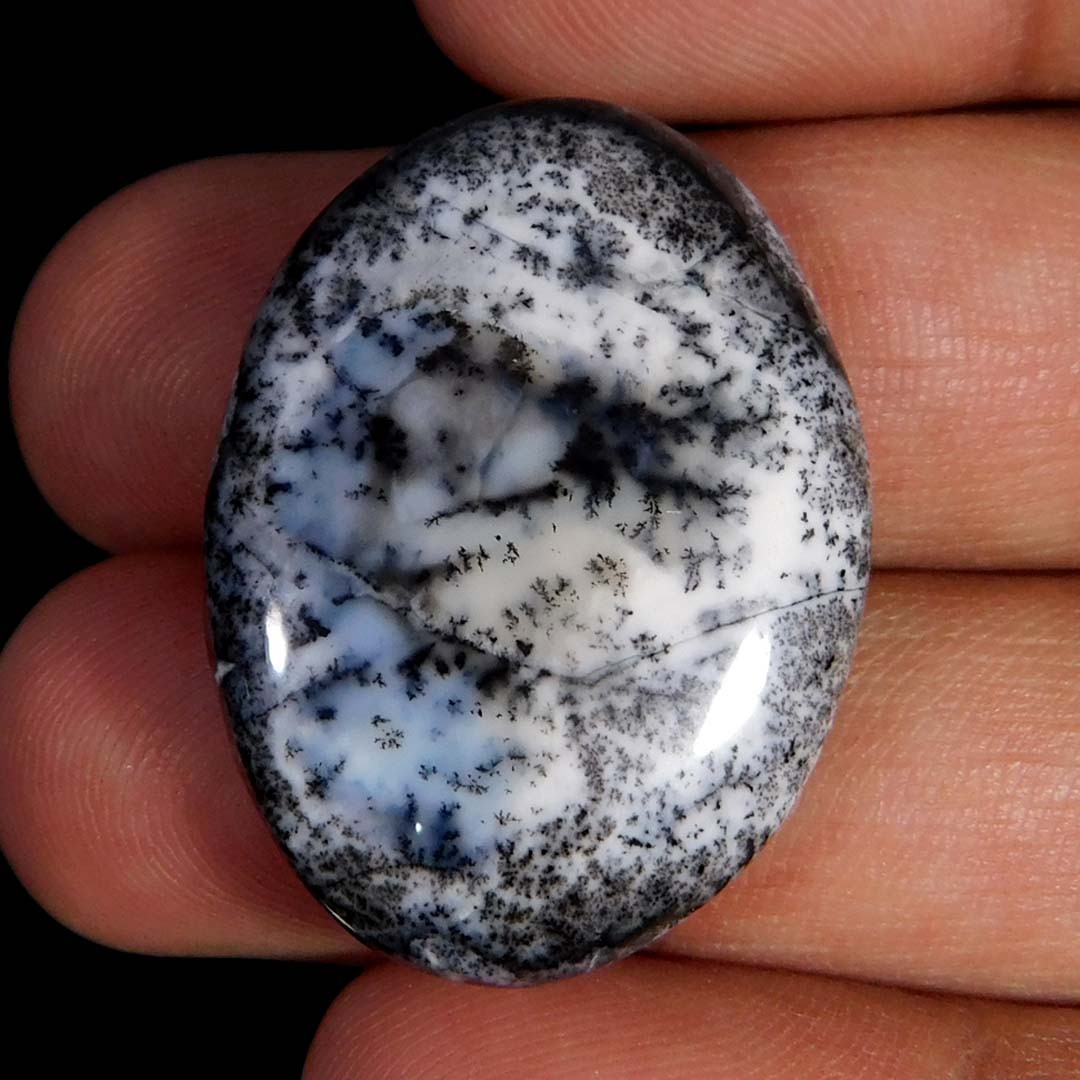 37.55Cts. Natural Gorgeous Dendritic Opal Oval Cabochon Reiki Healing Gemstone