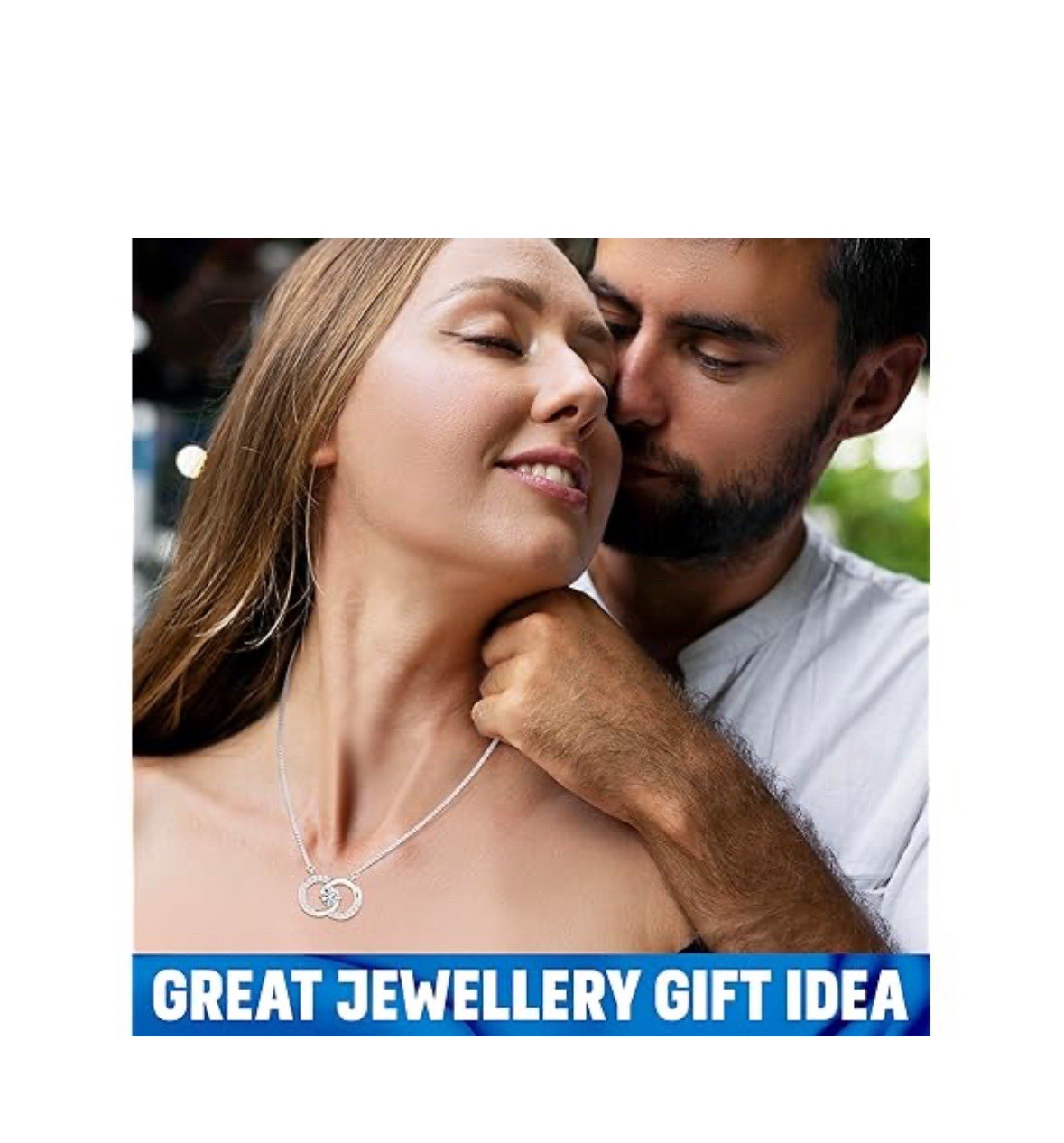 TKJ Interlocking Circle Necklace Platinum Plated 950 Silver 1 Carat Moissanite