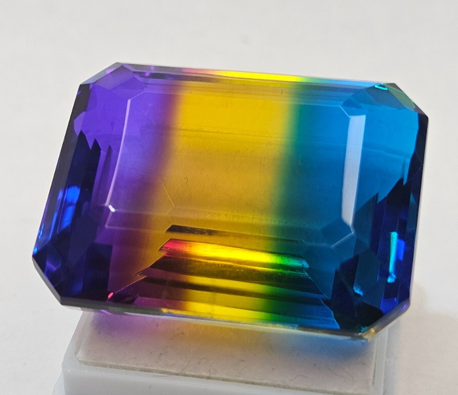 Tourmaline Bi-Colour 100+ Ct Emerald Cut Natural Certified Loose Gemstone