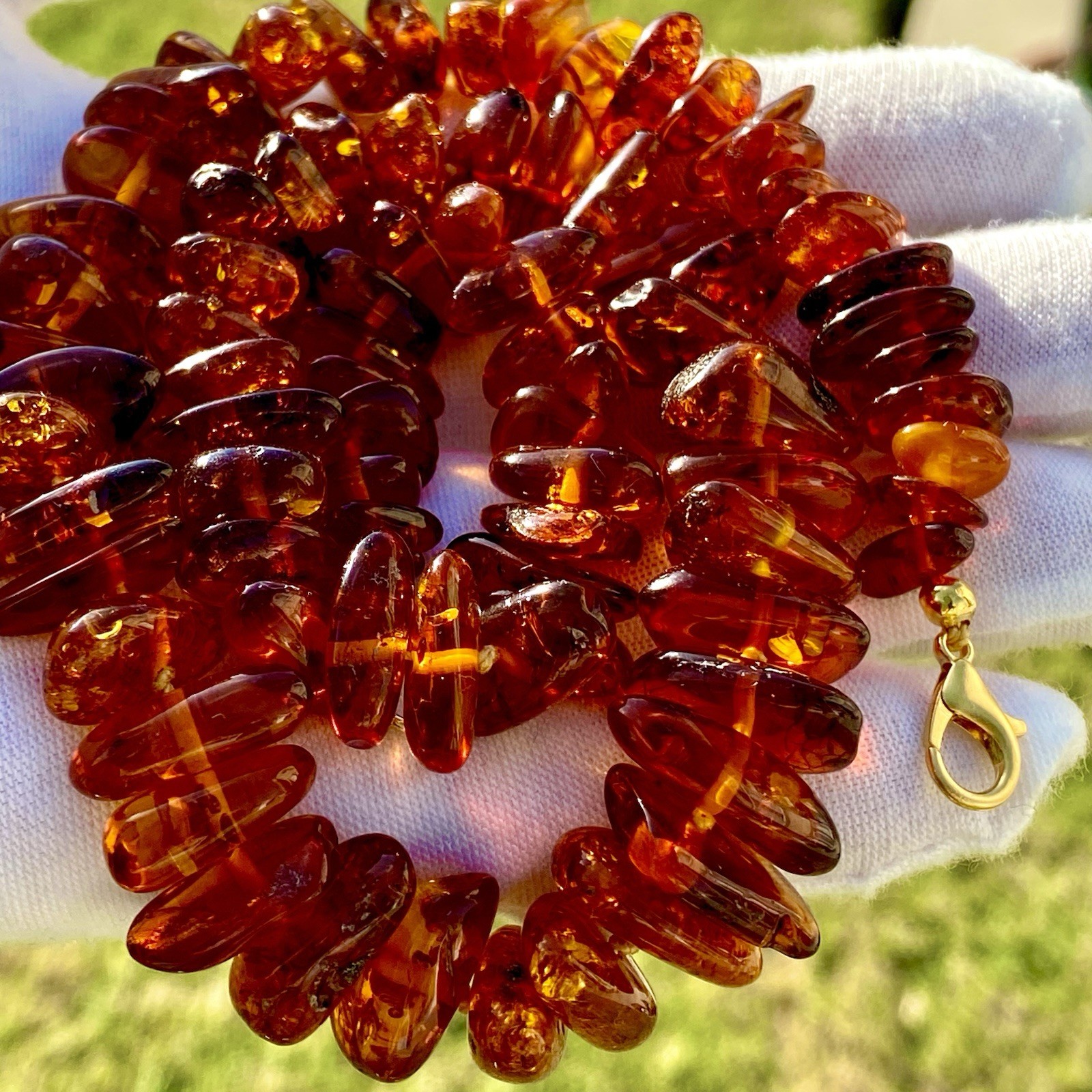Vintage Natural Baltic Amber Necklace 18,5″ Polished Cognac Nugget Beads
