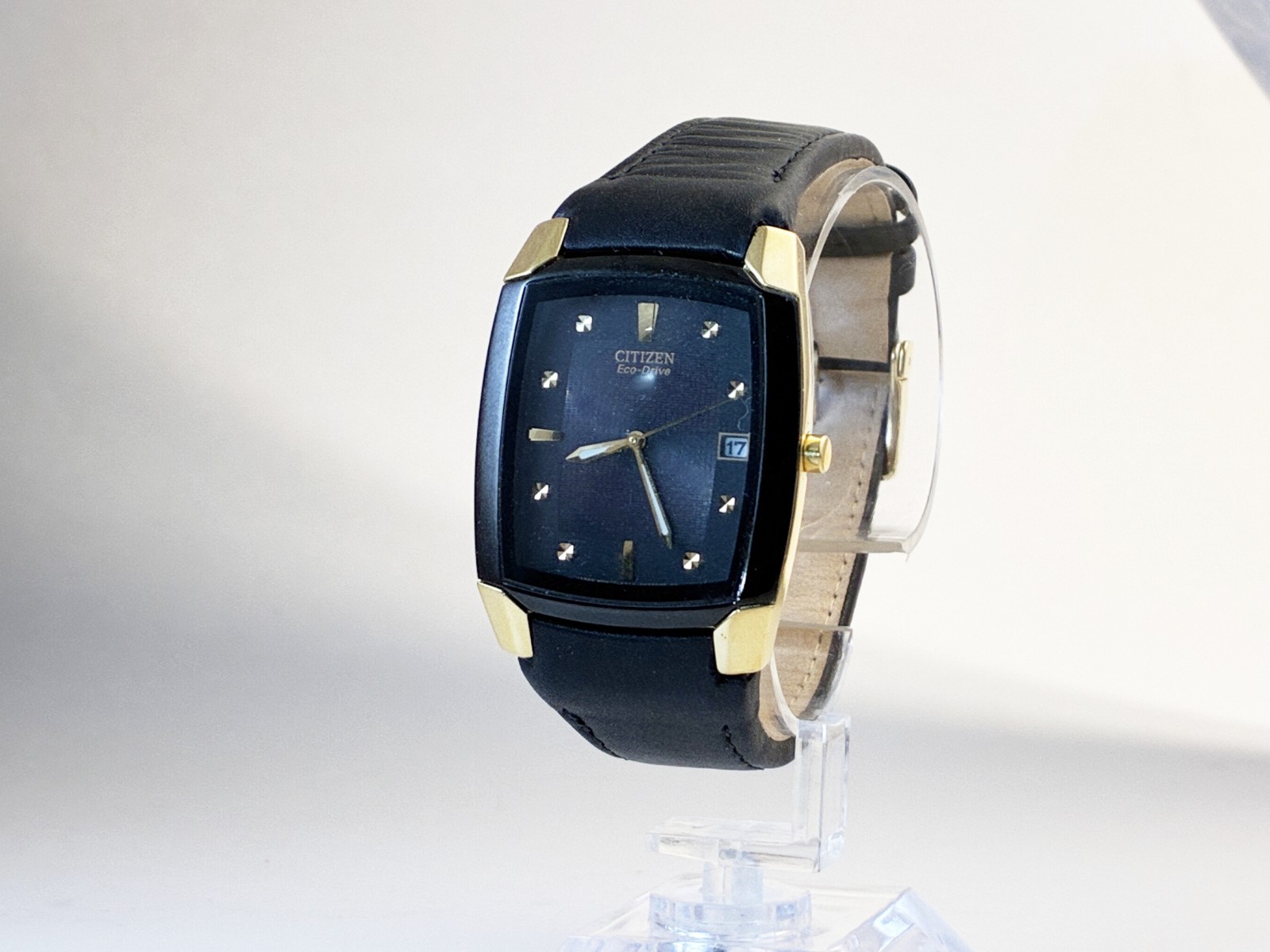 Excellent Citizen Eco Drive Mens Black & Gold Date Formal Dress Watch BM6574-09E