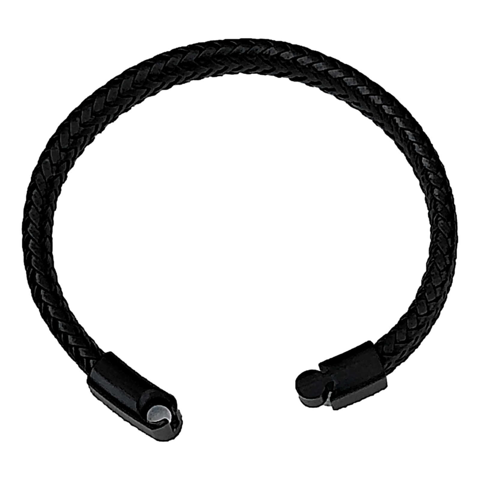 Black Vegan Leather Bracelet Braided Strap with Safety Clasp Minimalist Boho
