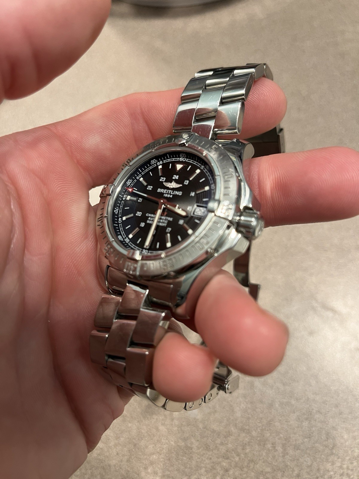 🔥🔥Breitling A17380 Swiss Chronometer Automatic Steel Black Dial Watch