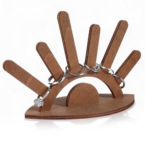 Thinp Ring Display Stand, Wooden Ring Holder Creative Jewelry Stand for Rings