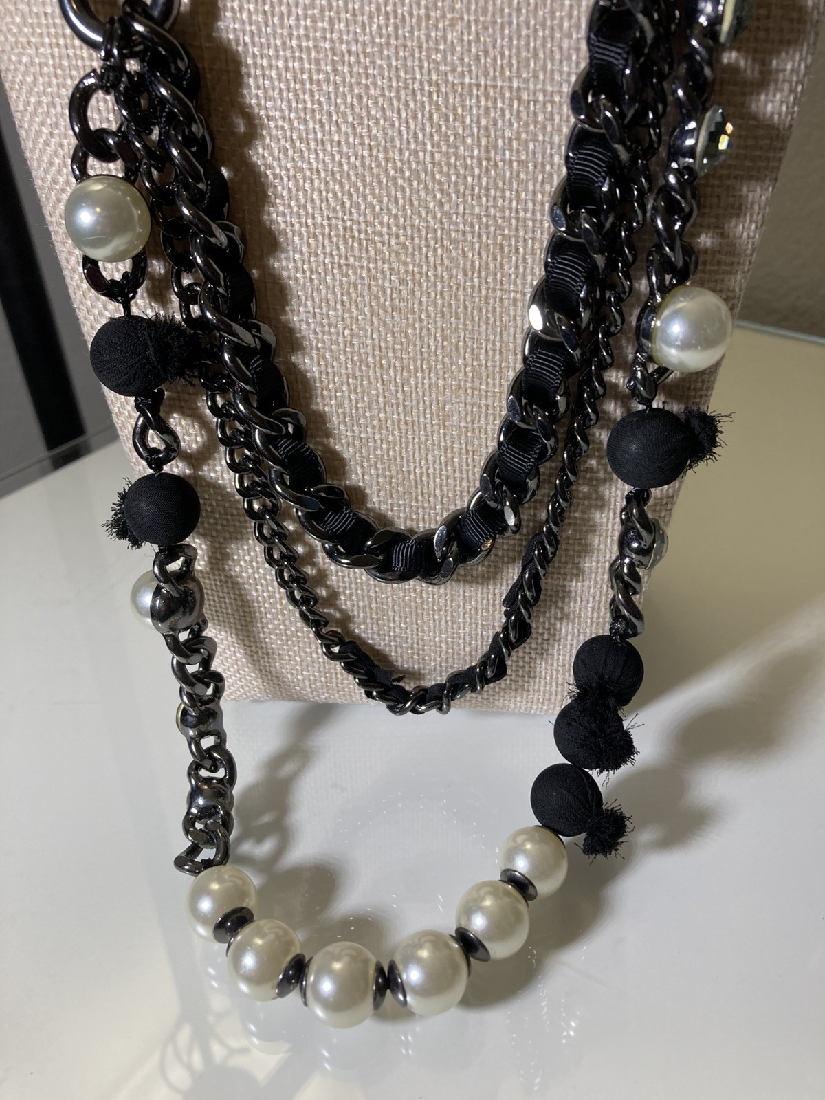 Black & White Layered Statement Necklace