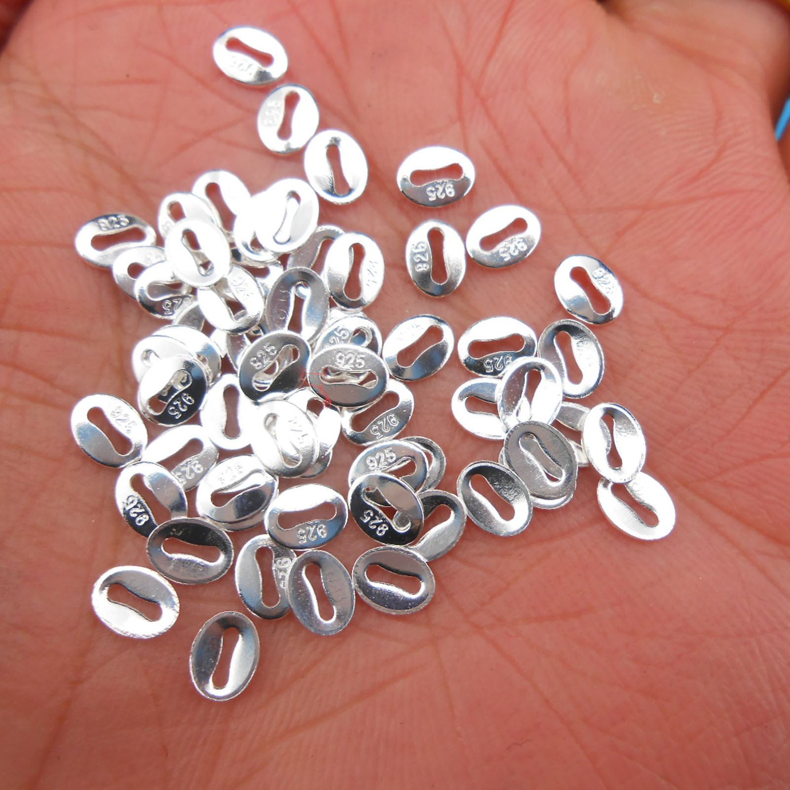 Free Wholesale 100-500PCS Jewelry Findings 925 Sterling Silver Oval Hallmark Tag