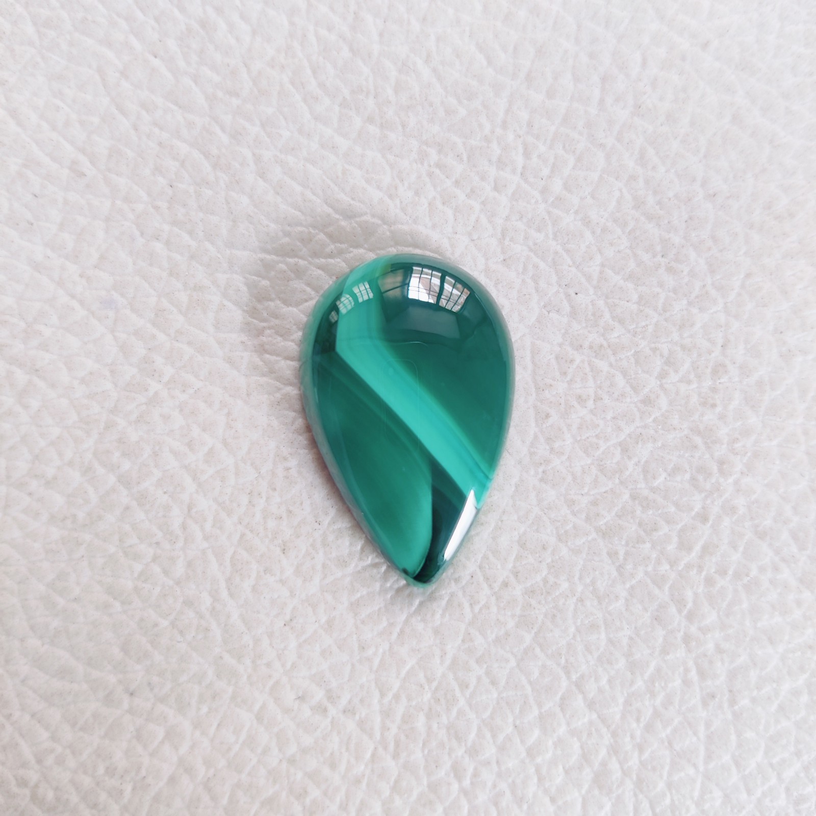 Natural Green Malachite Loose Gemstone Cabochon,Pear-19CT,23 X 15 X 5 MM
