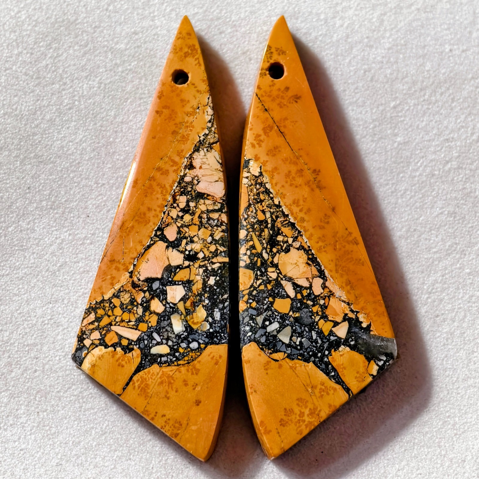 30 Cts Natural Maligano Jasper Drilled Pair Cabochon Gemstone 36.3 X 12.7 MM