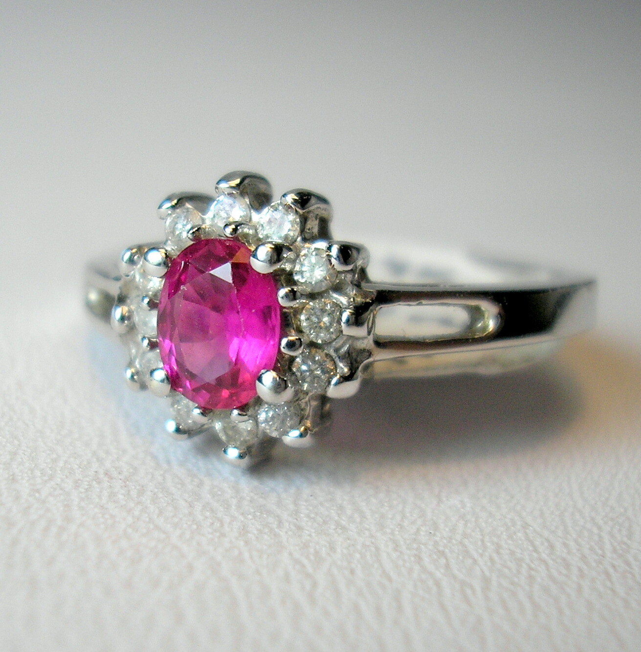 Est 0.36 ct Genuine Natural Ruby & Diamonds 14K White Gold Ring Was $895 Video