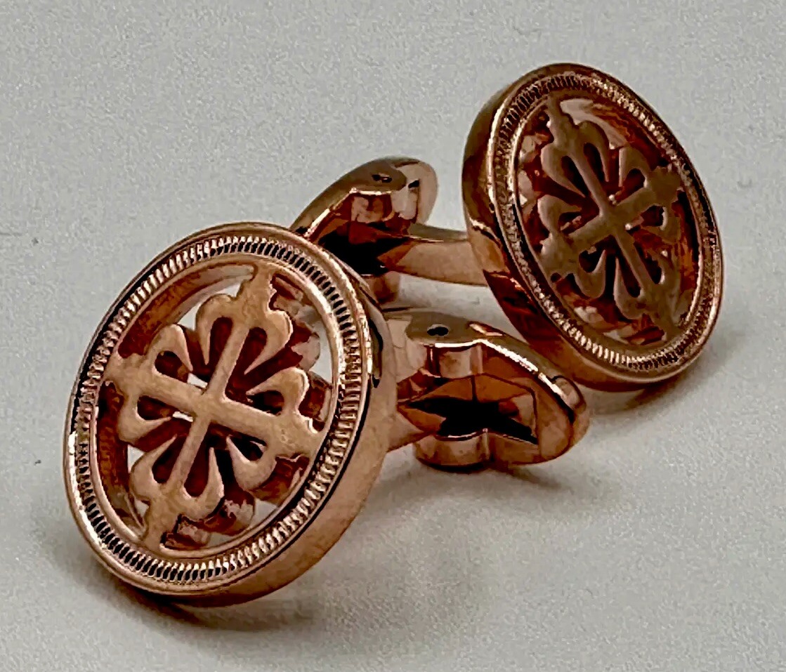 Patek Philippe Coin Edge Style Concessionaires Cufflinks Rose Gold w/Gift Box