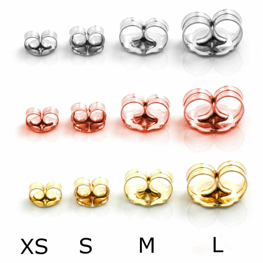 14k Yellow White Rose Gold Back ‘s Earring Butterfly Backing Small Medium Large