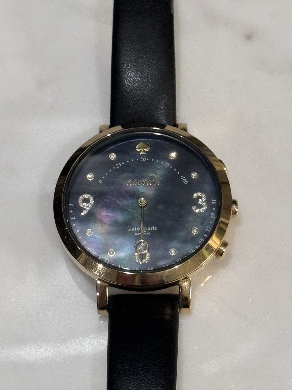 Kate Spade KST23208 Monterey Hooray Hybrid Smartwatch Gold Black Leather 38mm