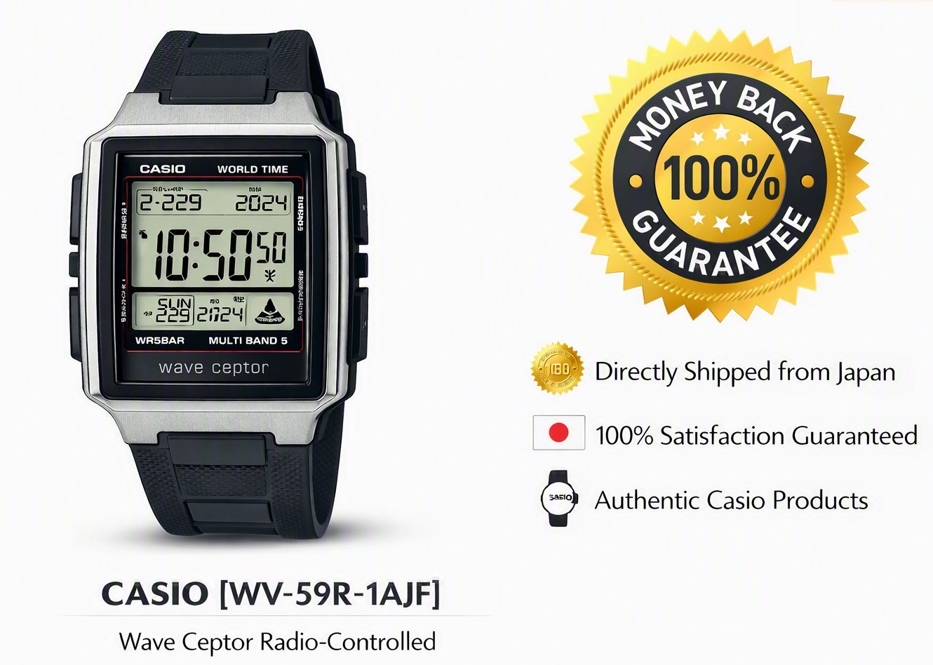 Brand New Authentic CASIO Wave Ceptor Radio-Controlled Watch [WV-59R-1AJF]
