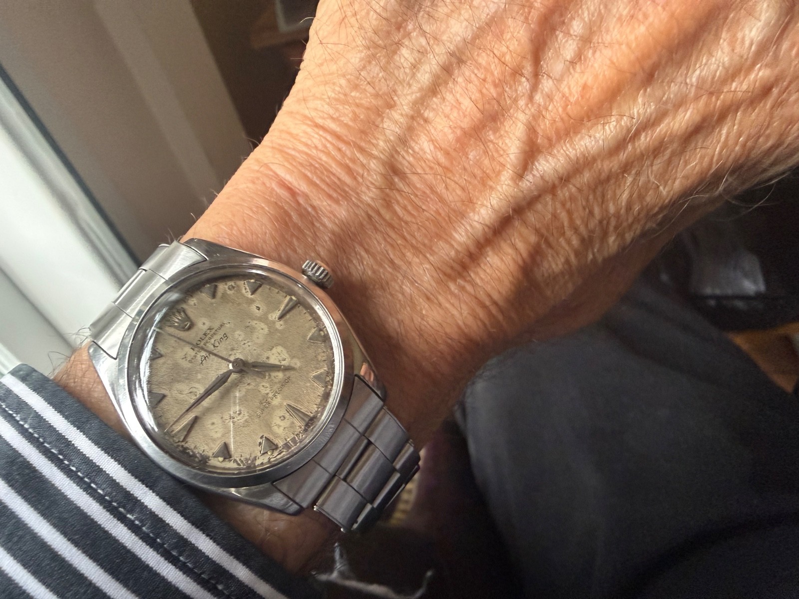 A RARE & STUNNING VINTAGE 1958 ROLEX AIR-KING Tropical DIAL Ref. 5500
